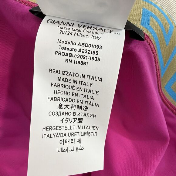 Versace Women's Greca Border Bikini Bottom Swimwear Size 4 Pink - Picture 4 of 10